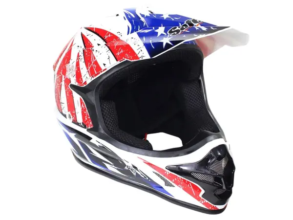 Casca motocross atv, SAFEBET HF-115 Q183, culoare albastru rosu, marime M