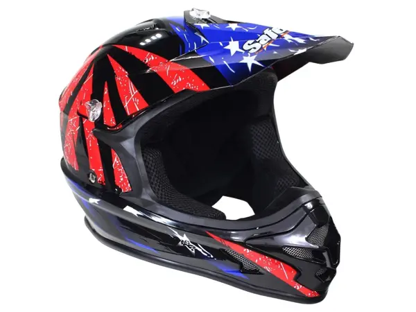 Casca motocross atv, SAFEBET HF-115 Q183, culoare rosu albastru, marime S