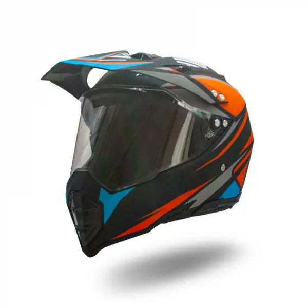 Casca motocross enduro adulti XTR 128, culoare portocaliu albastru, marime M