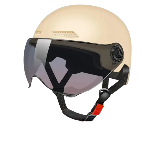Casca Protectie Bicicleta Trotineta Electrica FIXATO, Viziera Detasabila, Usoara si Aerodinamica, Marime Universala 56-62 cm, Crem