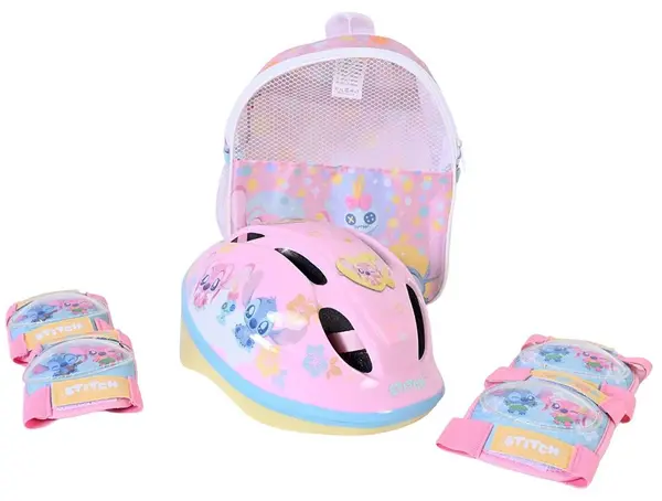 Cască și set de protecții pentru bicicletă E&L Cycles Disney - Stitch, 52-56 cm