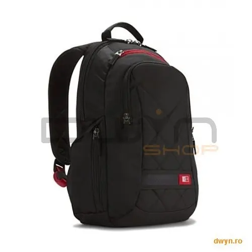 Case Logic Rucsac laptop 14.1' Case Logic, buzunar frontal, 2 buzunare laterale, poliester, black 'DLBP114K'
