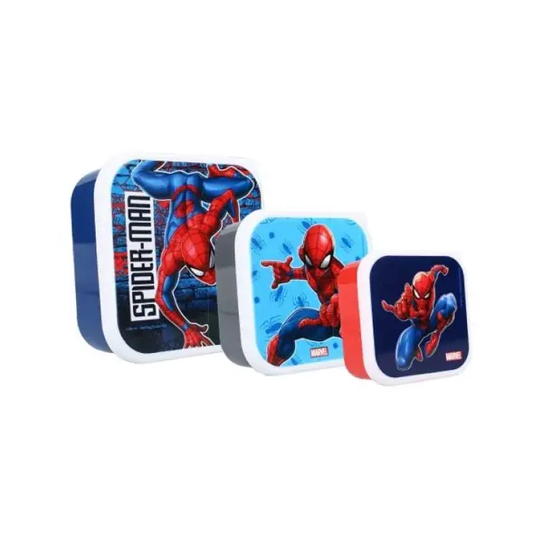 Caserola alimente pentru copii set lunch box 3 in 1 Spiderman, 12 x 12 x 6 cm Engros
