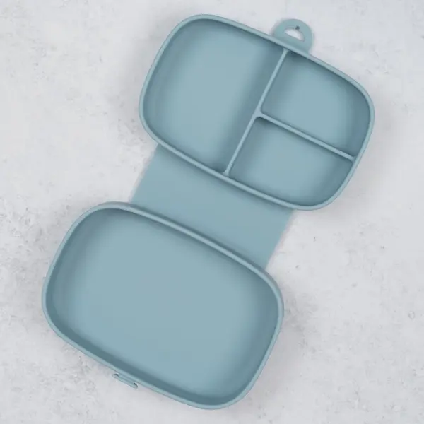 Caserola compartimentata din silicon cu ventuza AppeKids Magic Box Aqua Blue