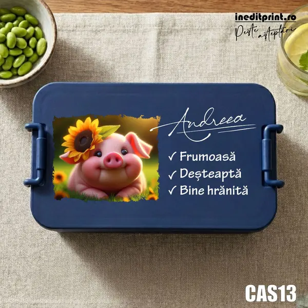 Caserola personalizata Bine hranita CAS13 Bleumarin