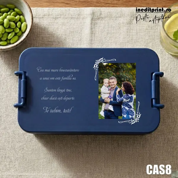 Caserola personalizata cu Fotografie si text CAS8 Bleumarin