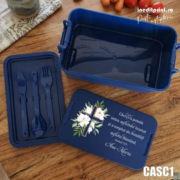 Caserola personalizata Psalmii 107 CASC1 Bleumarin
