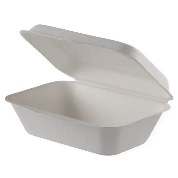 Caserole Biodegradabile din Trestie, Scoica, pentru Retail Albe 18x13 cm, 50 Bucati