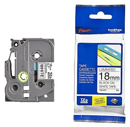 Casetă Brother - TZe-241, pentru P-Touch, 18mm, 8m, Black/White