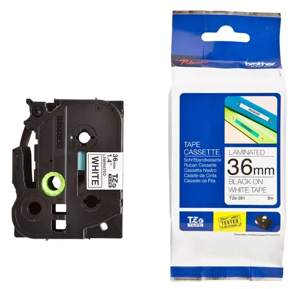Casetă Brother - TZe-261, pentru P-Touch, 36mm, 8m, Black/White