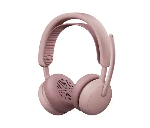 Casti Call Center Logitech Zone Wireless 2 ES, Bluetooth, Autonomie 20 ore, Microfon cu anulare zgomot AI (Roz)