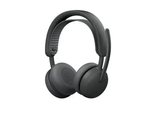 Casti Call Center Logitech Zone Wireless 2 ES Business UC Version, Bluetooth/USB-C, Receiver, Autonomie 20 de ore, Hybrid ANC, Microfon cu anulare zgomot (Negru)
