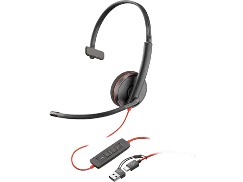 Casti Call Center Poly Blackwire 3210 Monaural 8X214A6, USB-C+USB-C/A, Bulk (Gri)