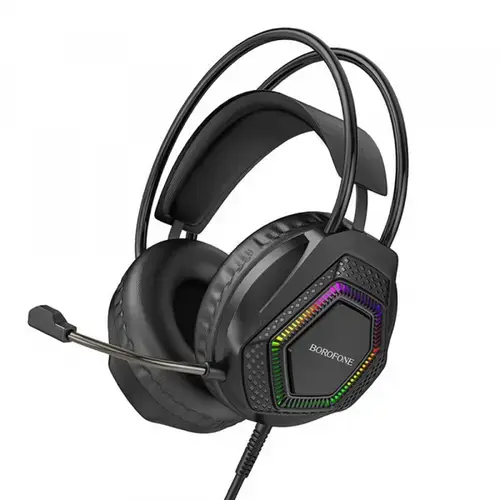 Casti Gaming 3.5mm Borofone BO105 Thunder, RGB, 2m, Negre