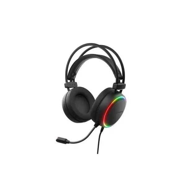 Casti gaming cu fir Genesis Neon 613 G2, Microfon, Iluminare RGB, Negru