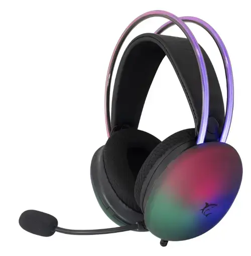 Casti Gaming cu fir White Shark FIREFLY-B Over-Ear, Stereo, 50mm Driver, Microfon Omnidirectional, Mute si Control Volum pe Fir, Cablu 2m, Compatibil PC, PS4/5, XBOX, MAC prin 1 x jack 3,5mm 4pini + USB pentru Iluminare LED