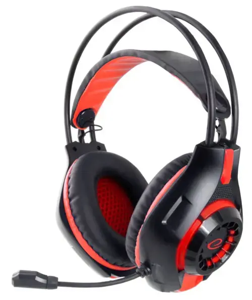 Casti gaming cu LED Esperanza Deathstrike EGH420R, microfon, control volum (Negru/Rosu)