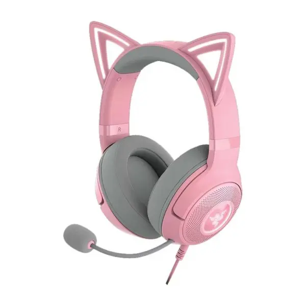 Casti gaming Razer Kraken Kitty V2, Microfon, Quartz Edition, Roz