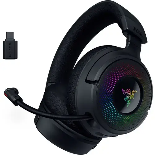 Casti Gaming Razer Kraken V4 Wireless, Bluetooth, THX Spatial Audio, Chroma RGB, Microfon retractabil HyperClear (Negru)