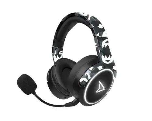 Casti Gaming Steel Play Impulse, Microfon detasabil, Cu fir si Bluetooth (Negru/Alb)