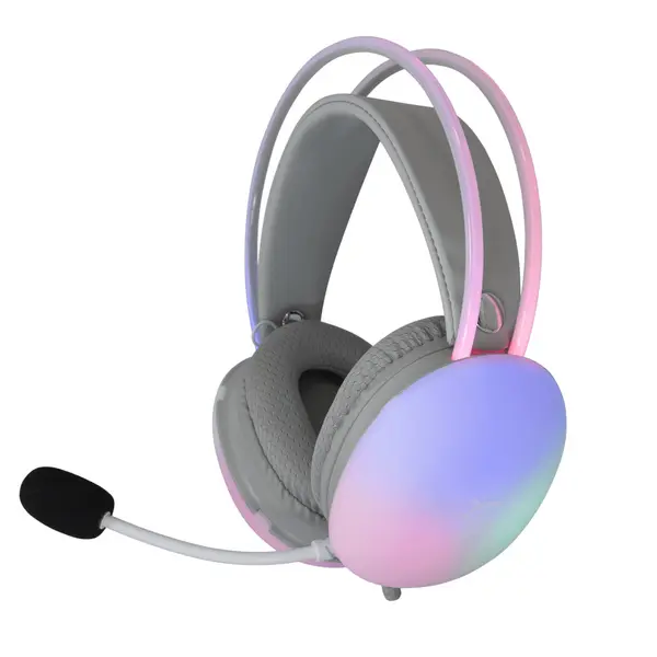 Casti gaming White Shark Firefly, Microfon, Iluminare RGB, Alb
