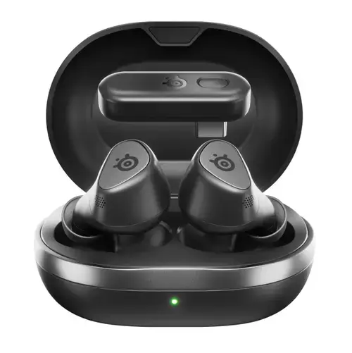 Casti Gaming Wireless In-Ear SteelSeries Arctis GameBuds pentru PlayStation, 2.4GHZ + Bluetooth, USB-C, ANC, Autonomie pana la 10 ore (Negru)