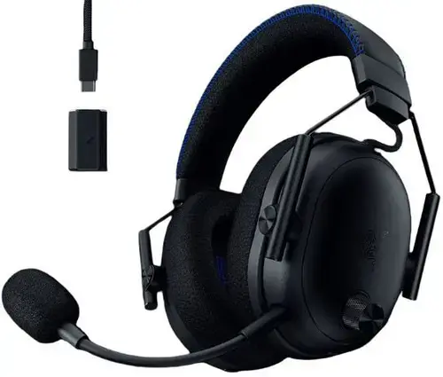 Casti Gaming Wireless Razer Blackshark V3 Pro pentru PlayStation, Over-Ear, 2.4G/Bluetooth/USB/Jack 3.5mm, Hybdrid ANC, TriForce Bio-Cellulose 50mm, Autonomie 70 ore (Negru)