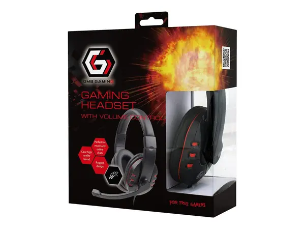 Casti Gembird cu microfon, jack 3.5 mm, Negru Rosu Gaming, Jack 3.5 mm, Negru, 1 x Casti
