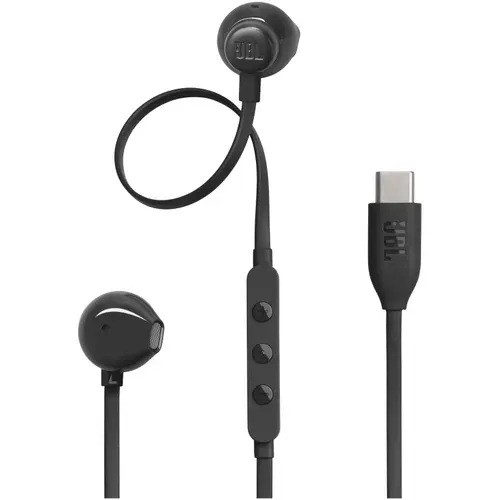 Casti In-Ear cu fir JBL Tune 305C, Pure Bass, Hi-Res, USB-C, Negru