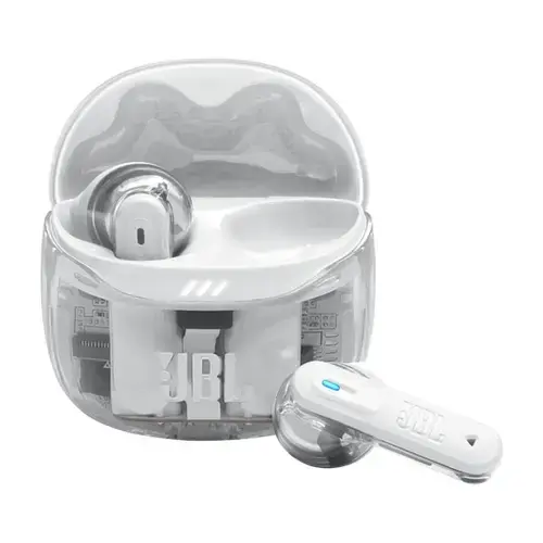 Casti In-Ear JBL Tune Flex 2, True Wireless, Bluetooth, ANC, Autonomie 48 ore, IP54, Spatial Sound, Multi-point, Alb/Transparent
