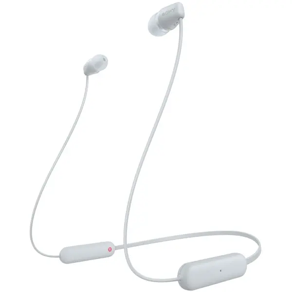 Casti In-Ear Sony WI-C100W, Wireless, Bluetooth, IPX4, Microfon, Fast pair, Autonomie 25 ore, Alb