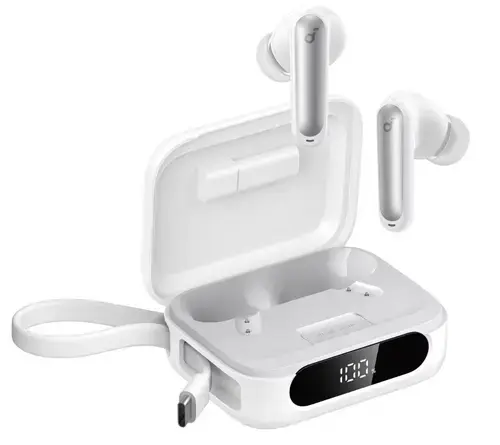 Casti in-ear true wireless bluetooth Anker Soundcore P41i, ANC, cablu USB-C retractabil, functie baterie externa, IPX5 (Alb)