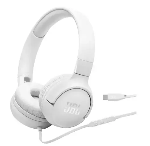 Casti On-ear, JBL Tune 520C, Microfon, USB-C, Alb