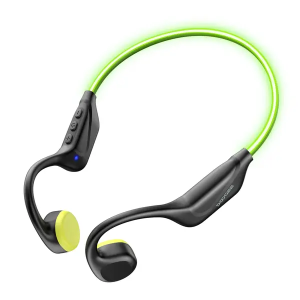 Casti Open-Ear DOOGEE BoneBeat Run Ray, Negru, Bluetooth 6.0, LED Safety Light, IP66, 10h Autonomie, Dual Device