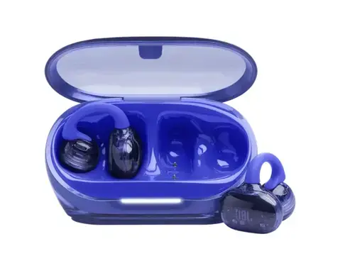 Casti Open-Ear JBL Soundgear Clips, True Wireless, Bluetooth, 4 microfoane, Multipoint, Autonomie 32 ore, IP54, Albastru