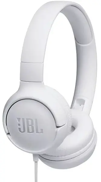Casti Stereo JBL T500, Microfon, Pure Bass Sound (Alb)