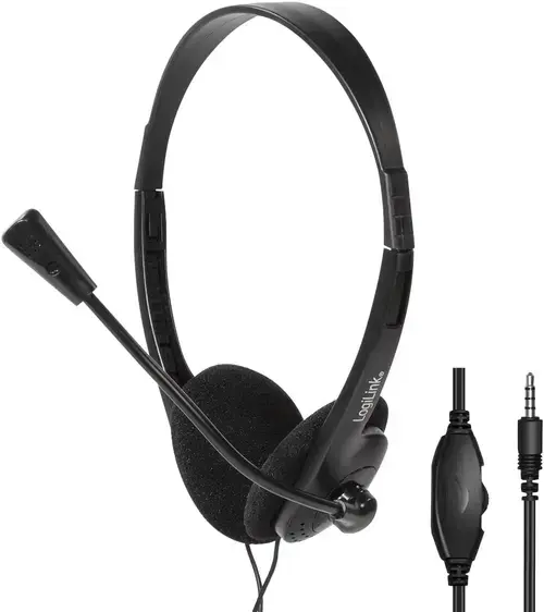 Casti Stereo LogiLink HS0055, Jack 3.5mm, Microfon (Negru)
