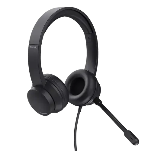 Casti Stereo Trust Ayda, cu fir, Microfon (Negru)