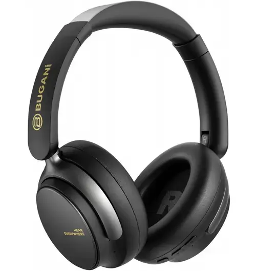 Casti Stereo Wireless Bugani Space BH01, Bluetooth, MultiPoint, A2DP, ANC, Negru