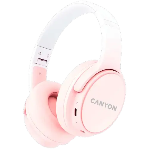 Casti Stereo Wireless CANYON OnRiff 4, Bluetooth 5.3, Autonomie 50 ore, Microfon (Roz)