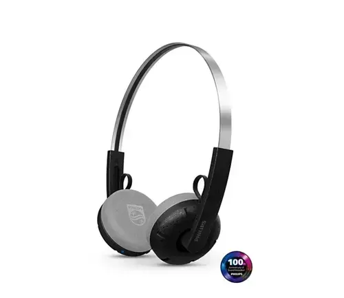 Casti Stereo Wireless On-Ear Philips Retro TAH2000BK/00, Autonomie 26 ore, Bluetooth 5.4, Microfon (Negru)
