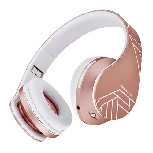 Casti Stereo Wireless PowerLocus P2, Bluetooth (Roz/Auriu)