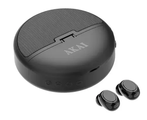 Casti True Wireless Akai BTE-J500BT, Bluetooth, Microfon (Negru)