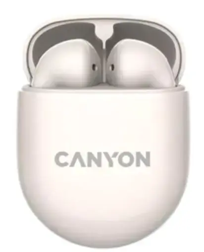 Casti True Wireless Canyon TWS-6, Bluetooth, Touch Control, Gaming Mode, Microfon (Alb)