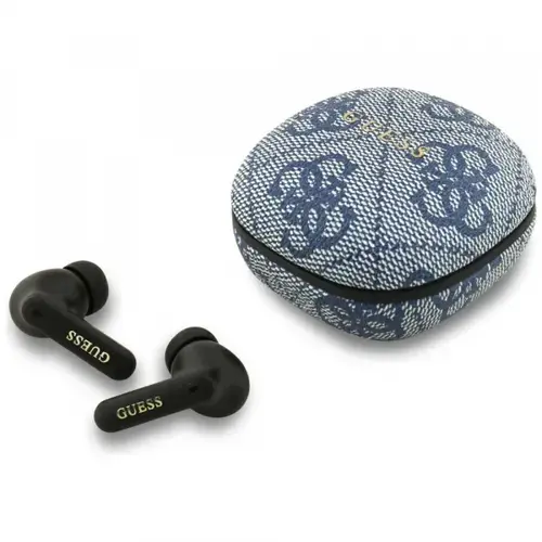 Casti True Wireless Guess 4G Classic Metal Logo, Bluetooth, Albastru