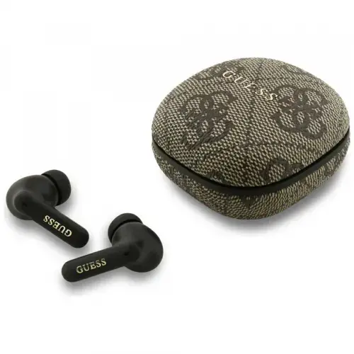Casti True Wireless Guess 4G Classic Metal Logo, Bluetooth, Maro