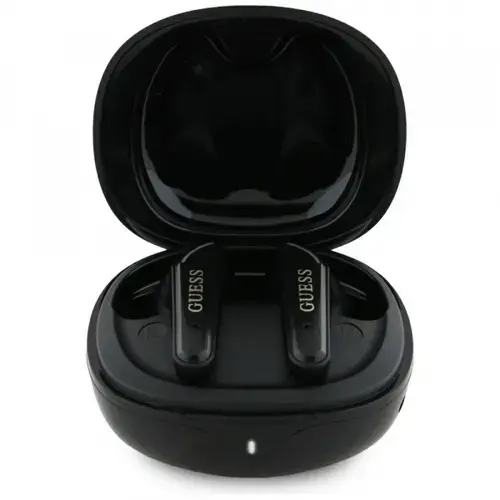 Casti True Wireless Guess Flat Classic Logo Electroplated, Bluetooth, Negru
