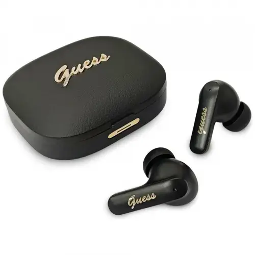 Casti True Wireless Guess Script Metal Logo, Bluetooth, Negru