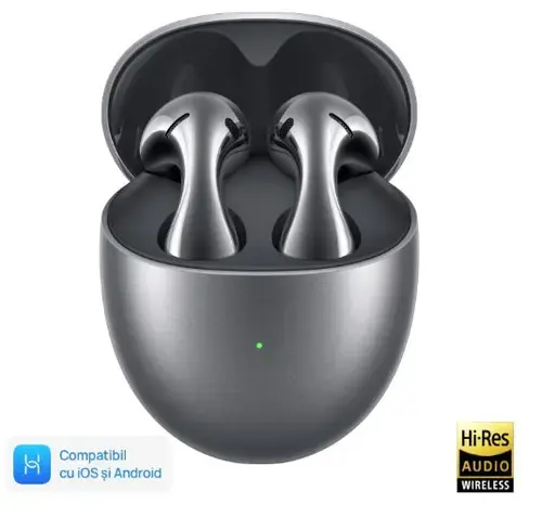 Casti True Wireless Huawei FreeBuds 5, Bluetooth, Waterproof IPX4, ANC (Arginitiu)