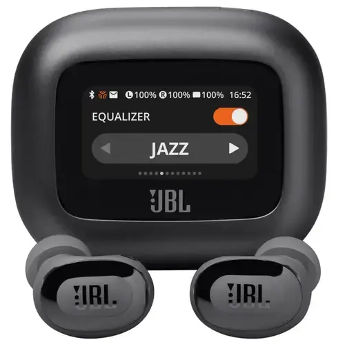 Casti True Wireless In-Ear JBL Live Buds 3, Bluetooth, Ecran Touchscreen 1.45inch, ANC, 6 Microfoane, Personi-fi 3.0, IP55 (Negru)